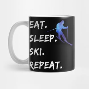 Eat Sleep Ski Repeat T-Shirt and Apparel For Skiers Mug